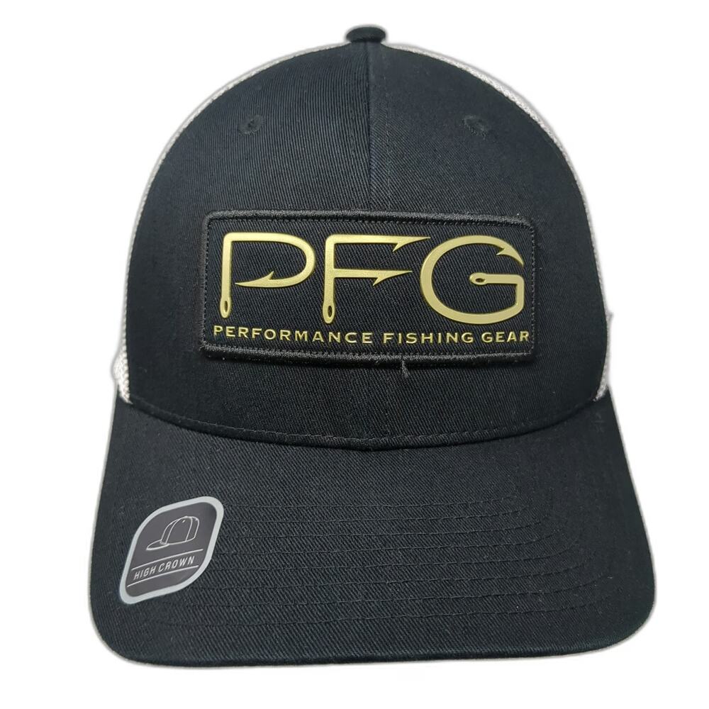 Columbia Baseball Cap Black M Mesh Back High Crown PFG Performance Fishing Hat